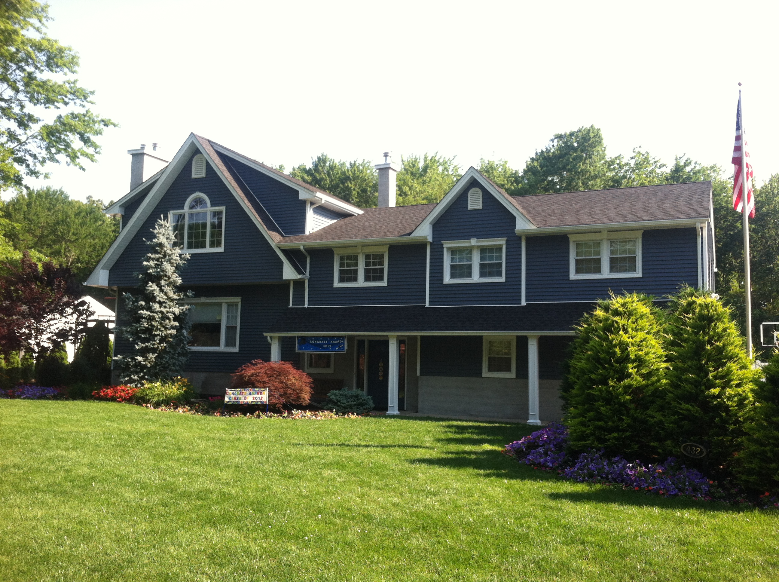 blue house with new siding